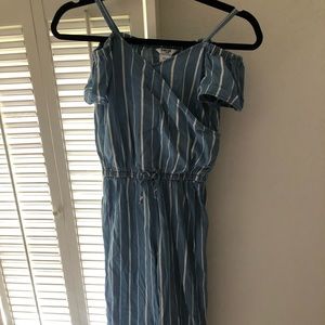 Blue and white stripes jump suit from Bebe girls M 10-12